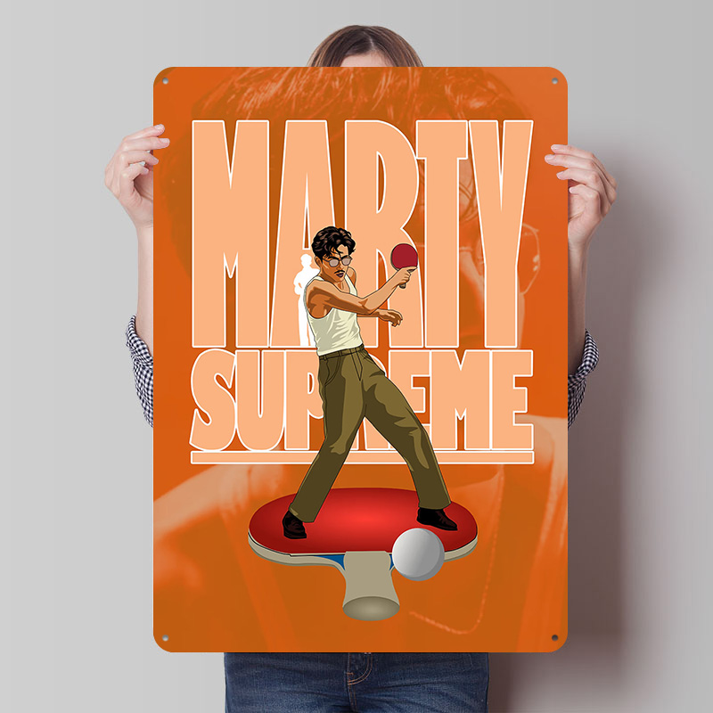 Table Tennis Marty Supreme - ملصق معدني لتنس الطاولة من مارتي