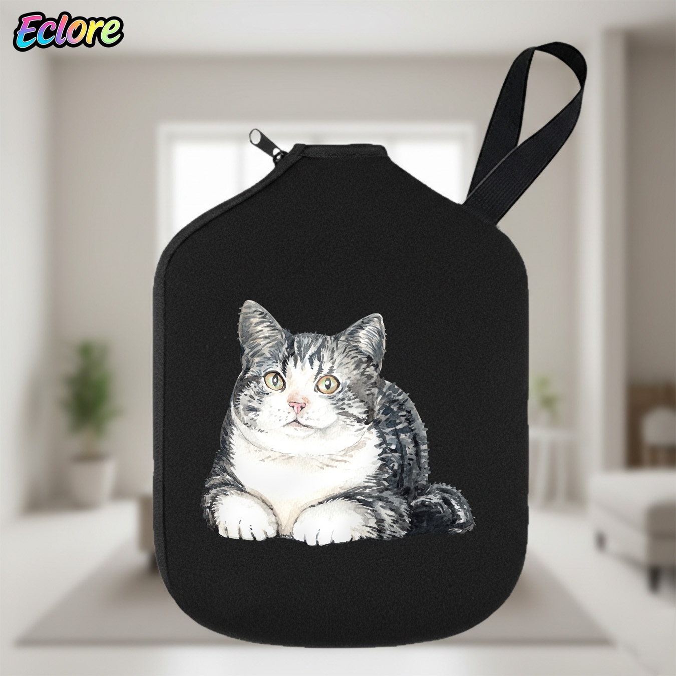 Table Tennis Usa - غطاء مضرب بيكلبول بتصميم قطة ملونة