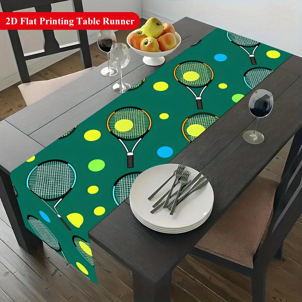 Table Tennis News Today - مفرش طاولة بنمط كرة التنس والمضرب،